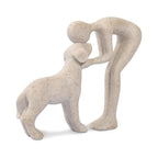 Abstract Person and Dog Head-to-Head Figurine Sandstone