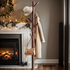 Solid Wooden Coat Rack Freestanding with 8 Hooks
