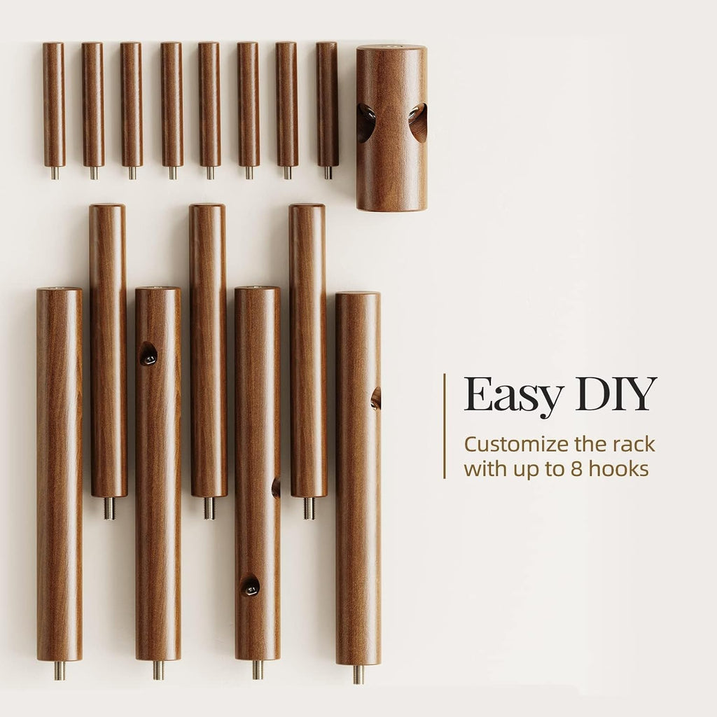 Solid Wooden Coat Rack Freestanding with 8 Hooks